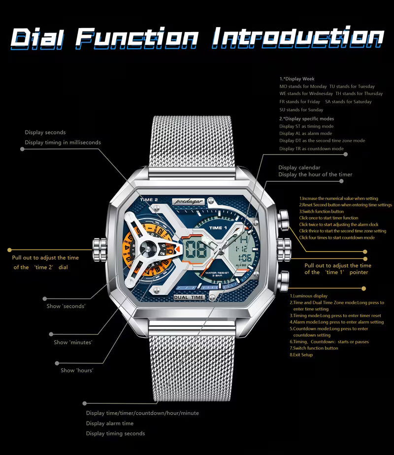POEDAGAR Sports Electronic Watch